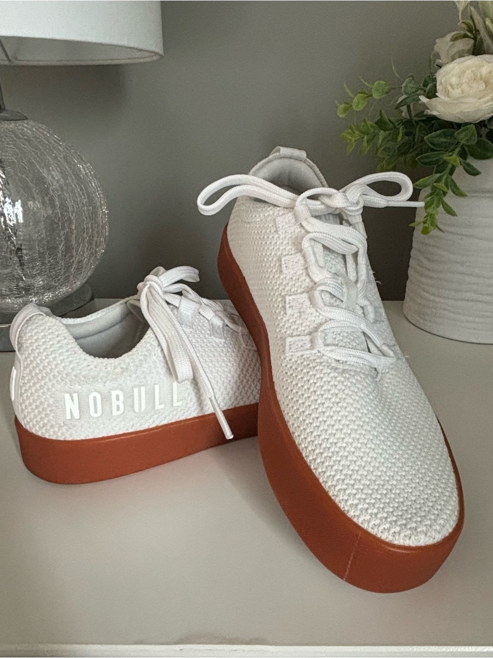 NOBULL Allday Knit Trainer White Gum Sole Sneakers Women’s 10.5